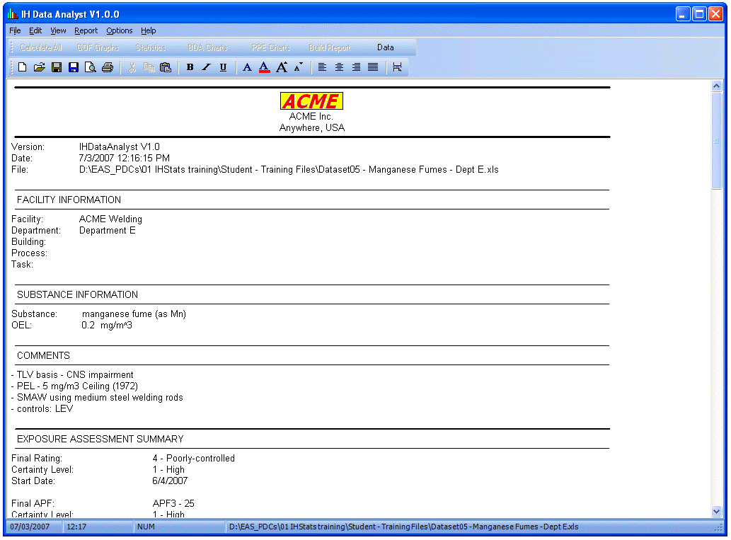 The IH Data Analyst's report The IH Data Analyst's report