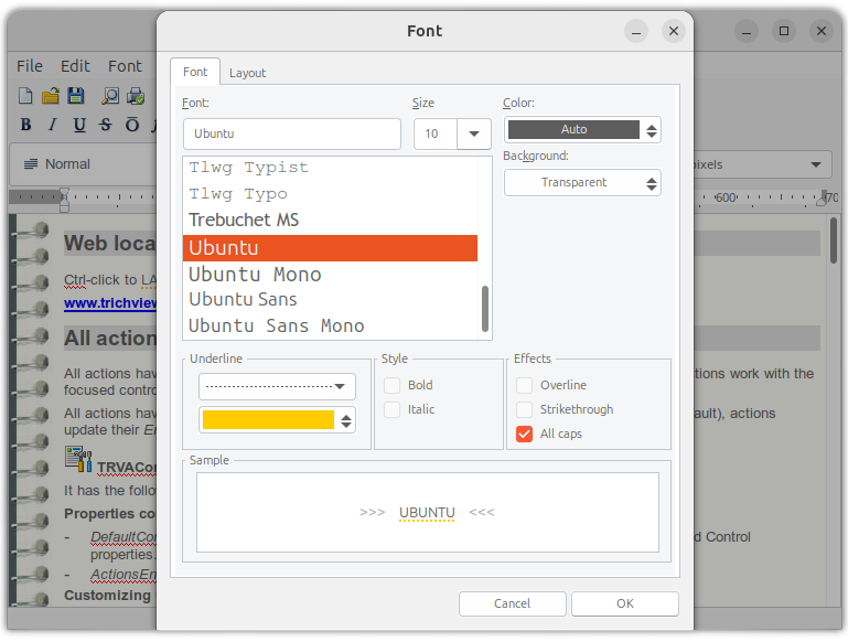 Font dialog (Lazarus for Linux) Font dialog (Lazarus for Linux)